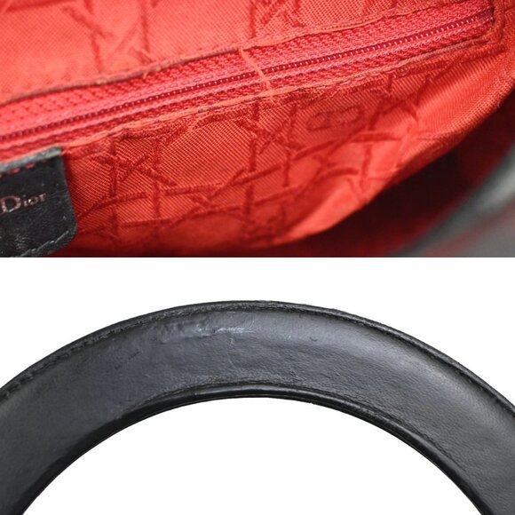 CHRISTIAN DIOR Logo Lady Cannage Shoulder Hand Bag Leather Black SHW 55KB222 - Picture 15 of 16